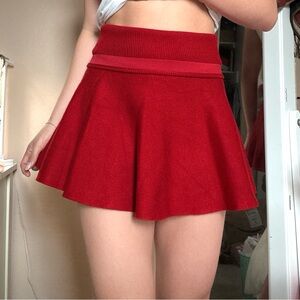 Red Women's pleated Mini Skirt